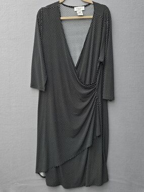 Nine West Black Polka Dot Wrap Dress 2X
